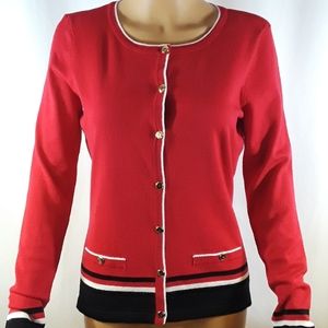 Karen Scott Resort Striped Cardigan Sweater